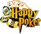 Happy poker. Isolated inscription in png format.