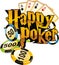 Happy poker. Isolated inscription in png format.