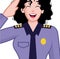 Happy police woman with uniform