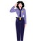 Happy police woman with uniform full body