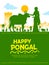 Happy Pongal Holiday Harvest Festival of Tamil Nadu South India greeting background