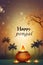 happy Pongal illustration with blur bokeh background