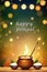 happy Pongal illustration with blur bokeh background