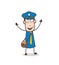 Happy Postman Raising Hands Vector