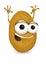 Happy potato cartoon character laughing with joyfully raised arms