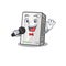 Happy power bank singing on a microphone