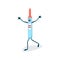 happy pregnancy test character. Runs and wants to hug. Icon. Illustration in the flat style. White background.