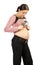 Happy pregnancy women look to