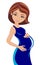Happy Pregnant Woman Caressing Belly