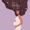 Happy pregnant woman holding her belly. The expectation of child. Happy Mother\\\'s Day.