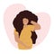 Happy pregnant woman showing heart and winks, illustration in flat style