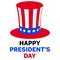 Happy President Day in american style on white background. Patriotic illustration. Blue abstract background. American national