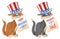 Happy presidents day. Funny cat in in the patriotic hat announce