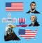 Happy presidents day poster with set icons