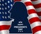 Happy Presidents Day in USA Background. George Washington silhouette with flag as backround.