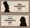 Happy Presidents Day Vintage banner. George Washington and Abraham Lincoln silhouettes with flag as background.