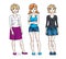 Happy pretty young women standing wearing casual clothes. Vector