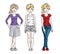 Happy pretty young women standing wearing casual clothes. Vector