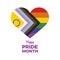 Happy Pride Month poster with heart shape icon vector