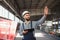 Happy Professional Heavy Industry Engineer Worker Wearing Uniform, and Hard Hat in a Steel Factory. Smiling Industrial