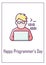 Happy programmer day greeting card with color icon element