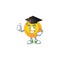 Happy and proud of chinese gold coin wearing a black Graduation hat
