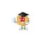 Happy and proud of chinese gold flower wearing a black Graduation hat