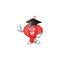 Happy and proud of chinese lampion wearing a black Graduation hat