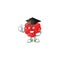 Happy and proud of chinese red flower wearing a black Graduation hat