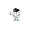 Happy and proud of chinese silver coin wearing a black Graduation hat