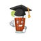 Happy proud of cuba libre cocktail caricature design with hat for graduation ceremony