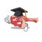 Happy proud of leg of lamb caricature design with hat for graduation ceremony