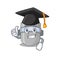 Happy proud of welding mask caricature design with hat for graduation ceremony