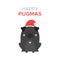 Happy pugmas cute black pug vector illustration