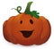 Happy and Pumpkin Carved with Tender Smile over White Background, Vector Illustration