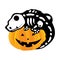 Happy pumpkin smile, lizard skeleton