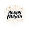 Happy Purim greeting card or banner. Jewish holiday, handwritten lettering vector