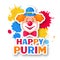 Happy Purim - greeting card for Jewish holiday. Vector