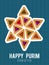 Happy Purim in Hebrew! Colorful vector template with cookies. Jewish holiday.