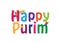 Happy Purim jewish Holiday English greeting banner