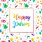 Happy Purim Jewish Holiday greeting card. traditional Purim carnival watercolor vector background