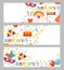 Happy Purim set template for banner. Jewish holiday, carnival. Vector illustration