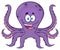 Happy Purple Octopus Cartoon Mascot Character