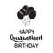 Happy Quarantined Birthday with black balloons Quarantine calligraphy lettering graphic element. Birthday card