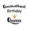 Happy Quarantined Birthday with gold glitter crown Quarantine queen calligraphy lettering graphic element. Birthday card