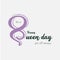 Happy queen day for all women on 8 march logo design vector template