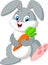 Happy rabbit holding carrot