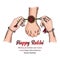 Happy Raksha Bandhan. colorful sketching hands of brother and sister, sister is to tie the knot of rakhi to our brothers hand for