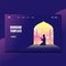 Happy ramadan mubarak greeting concept with people pray for web landing page template, banner, presentation, social, and print med