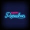 Happy Ramadan Neon Signs Style text Vector